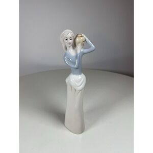 Vintage Woman Carrying Jug On Shoulder 10" Ceramic Porcelain Figurine